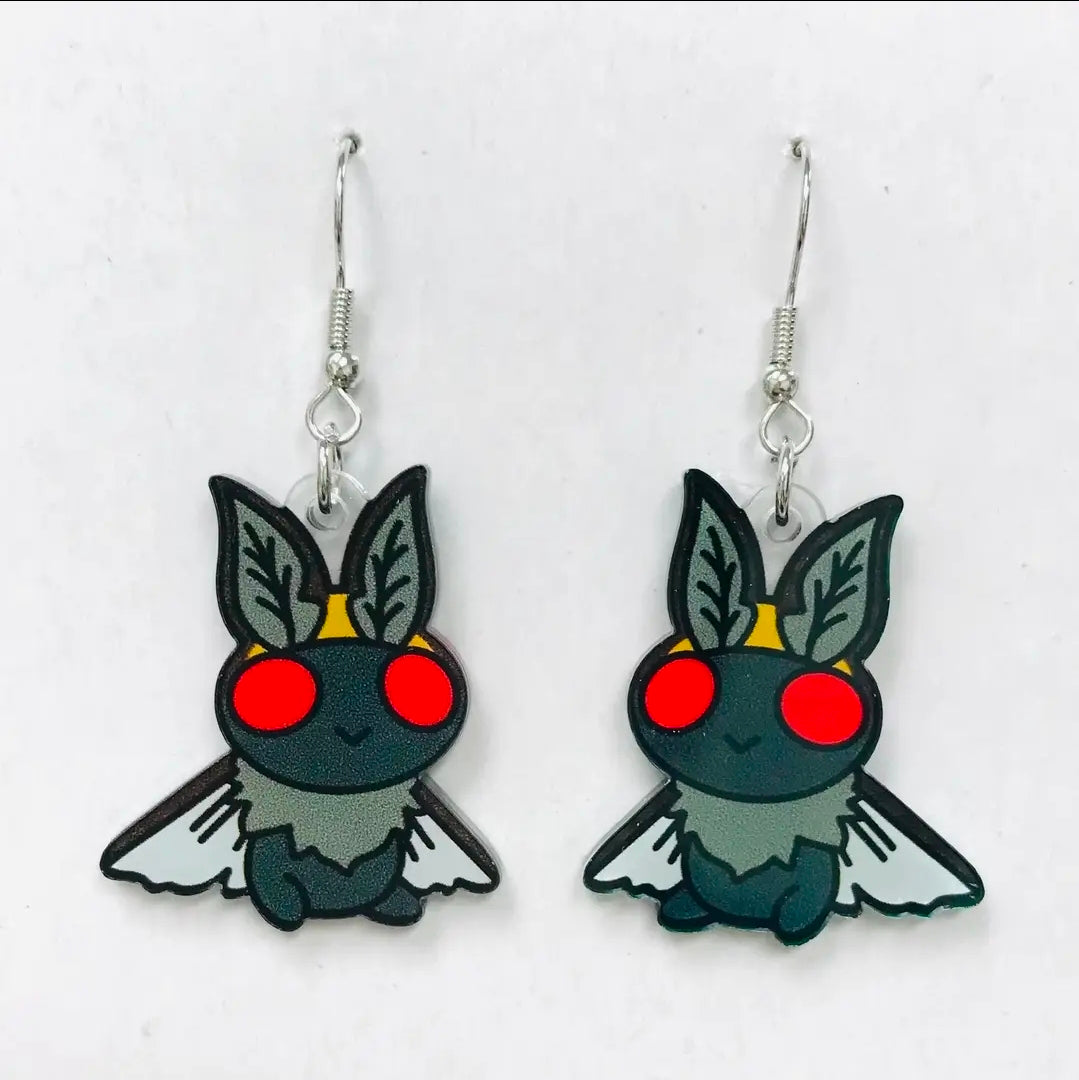 Acrylic Red Eye Mothman Earrings