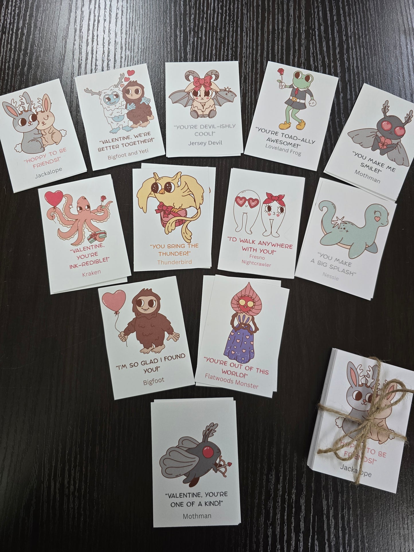 Cryptid Valentine Classroom Pack — 27 Kid-Friendly Cards