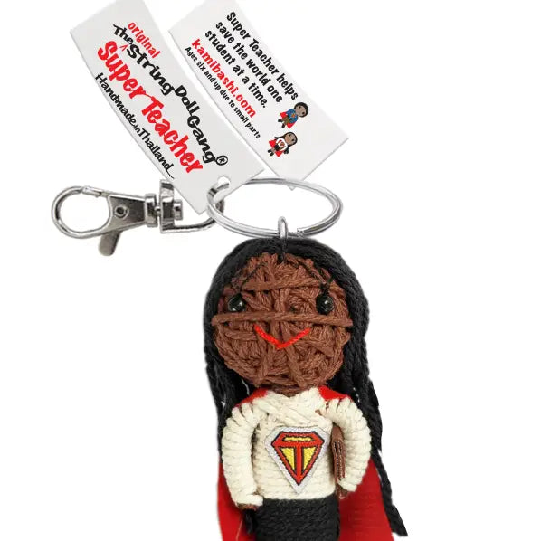 Super Teacher (Girl, Brown String) String Doll Keychain