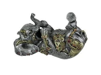 Everspring Metallic Steampunk Elephant Single Bottle Tabletop Wine Holder Stand