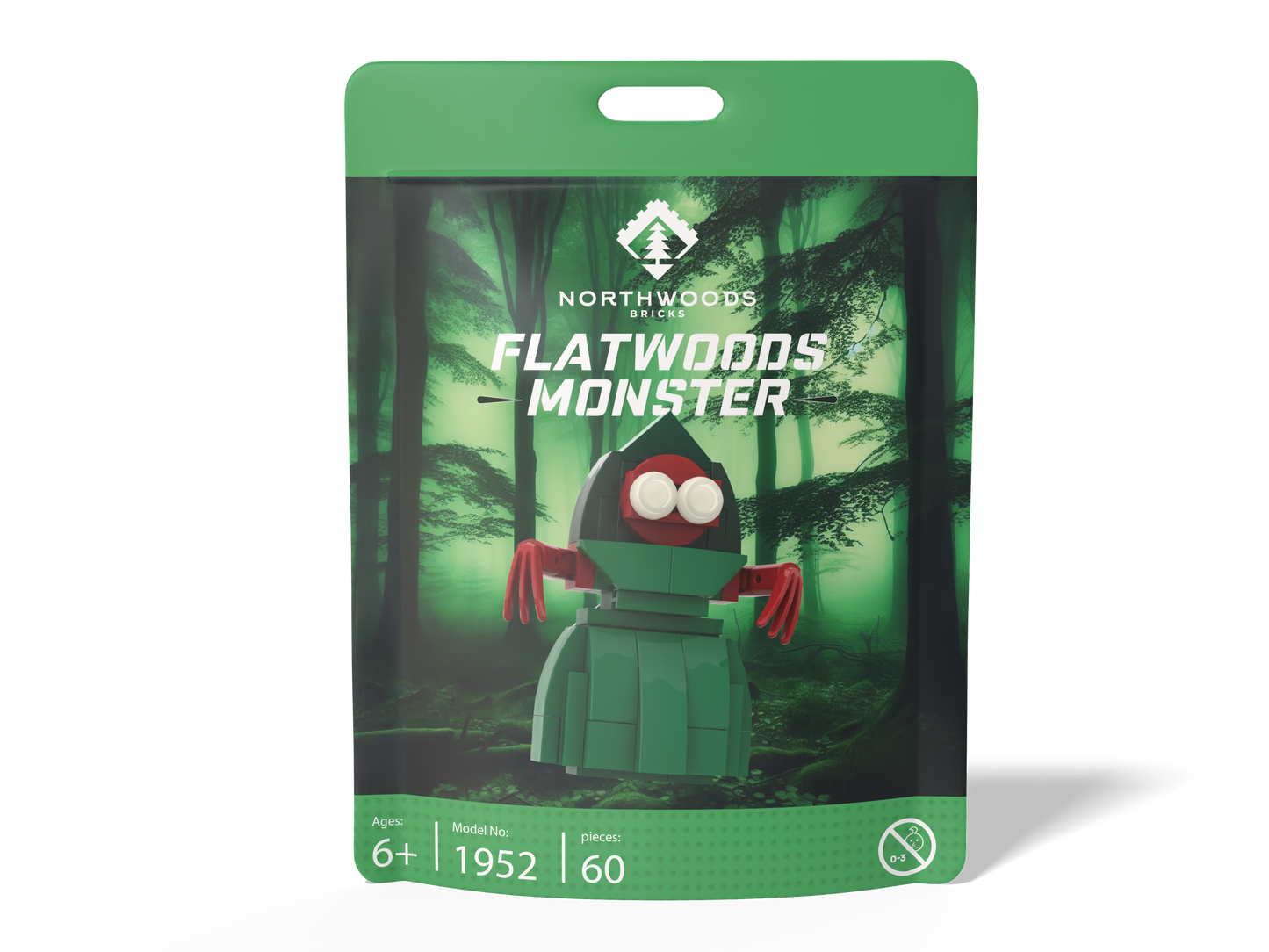 Small Flatwoods Monster 67-piece brick building set inspired by the West Virginia cryptid