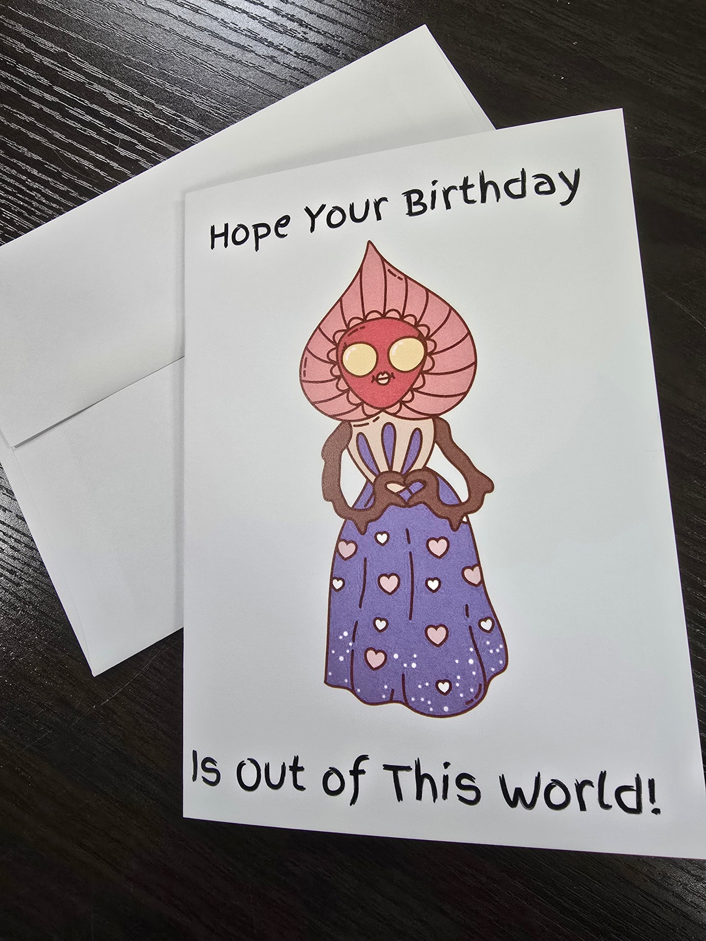 “Out of This World!” Birthday Card — Cute Flatwoods Monster Design