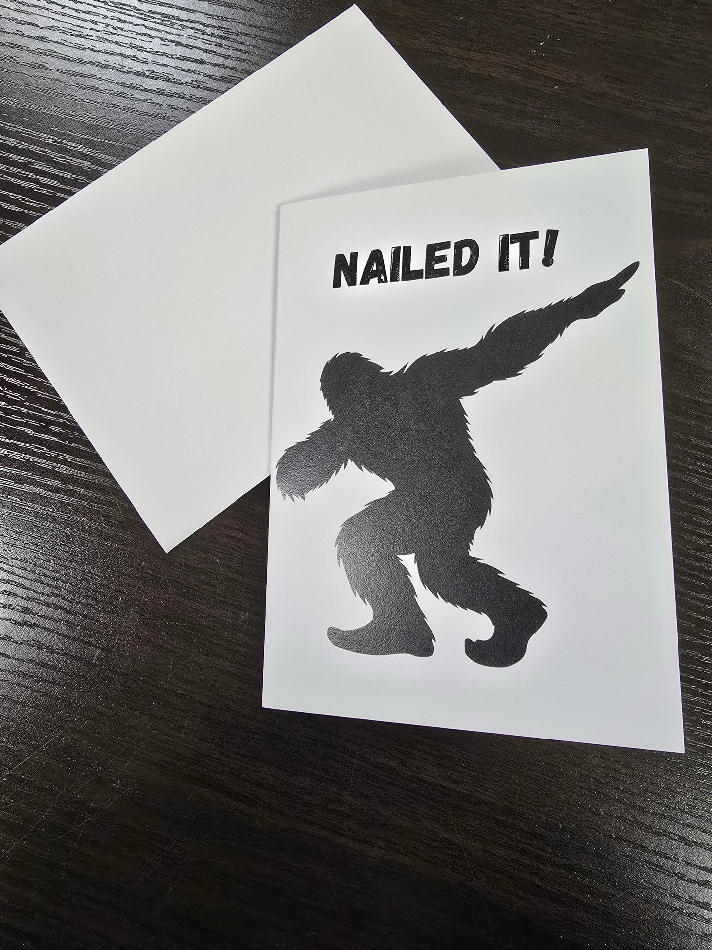 “Nailed It!” Bigfoot Congratulations Card — Cryptid Celebration