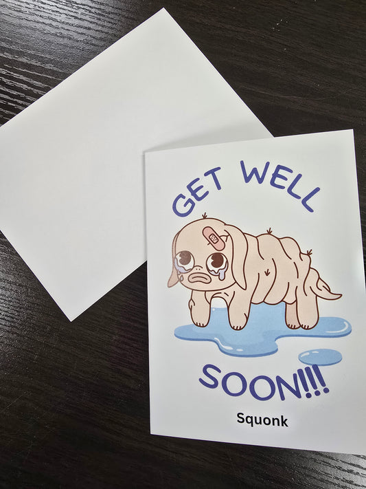 “Get Well Soon!” Squonk Card — Cute Cryptid Get Well Card
