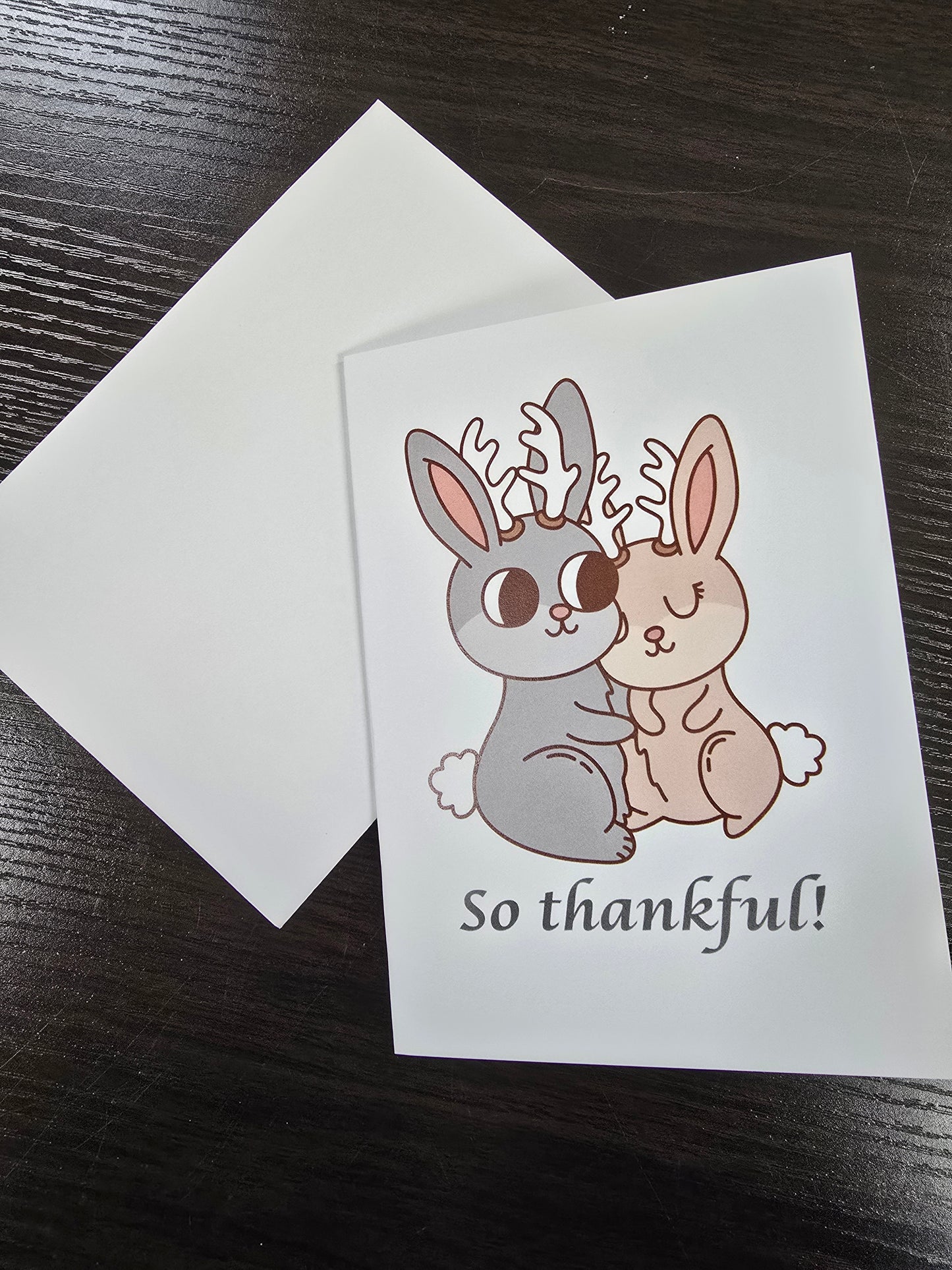 “So Thankful!” Jackalope Thank You Card — Cute Cryptid Design