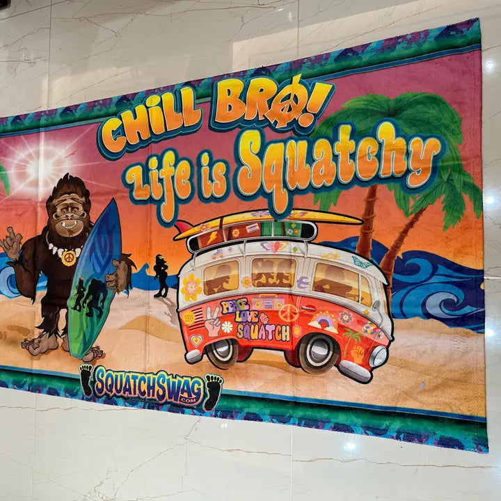 Life Is Squatchy Beach Towel