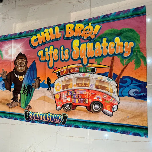 Life Is Squatchy Beach Towel