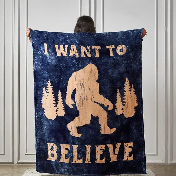 "Sasquatch (I Want To Believe)" 1-Ply Faux Fur Blanket
