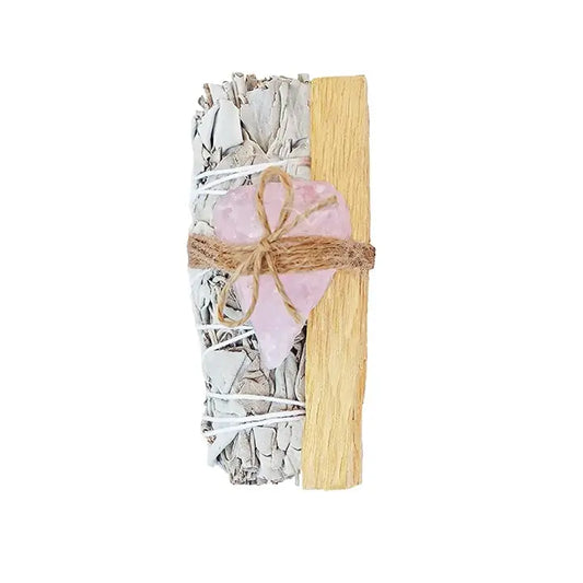 White Sage, Rough Rose Quartz, Palo Santo Bundle