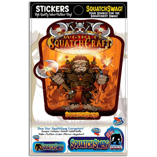 World of SquatchCraft - Bigfoot, Sasquatch Warcraft Sticker - Standard 'Best Seller' (Approx 4x6in)