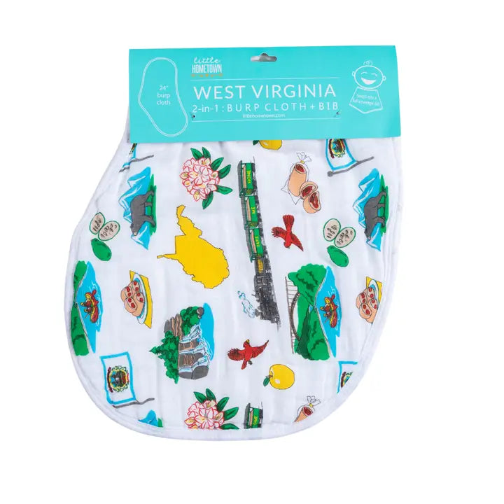Baby Burp Cloth & Bib Combo: West Virginia