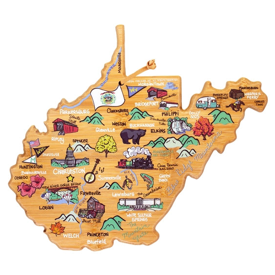 West Virginia Cutting Board with Artwork By Fish Kiss™