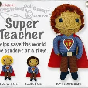Super Teacher (Boy, Tan String) String Doll Keychain