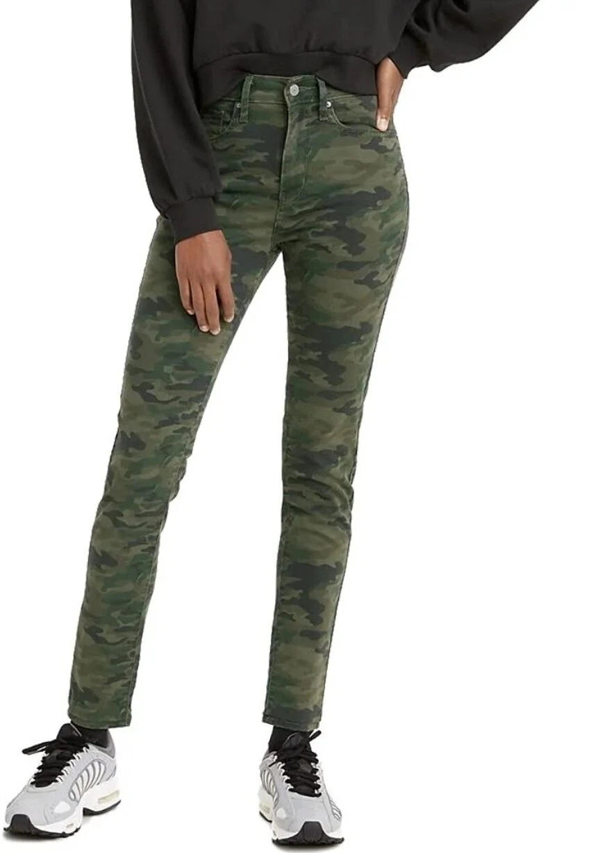 Levi's Women's 721 High-Rise Skinny Jeans Green Camo Size 14 Short 32 x 28
