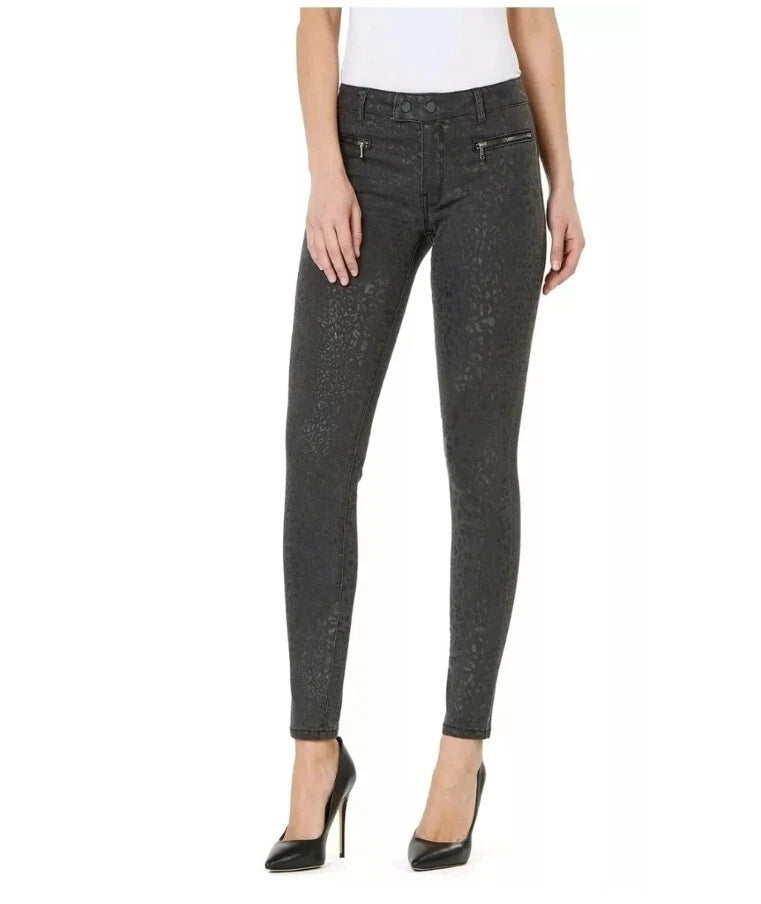 Numero Reeves Mid Rise Skinny Jeans Regular Grey Leopard Wash Size 26
