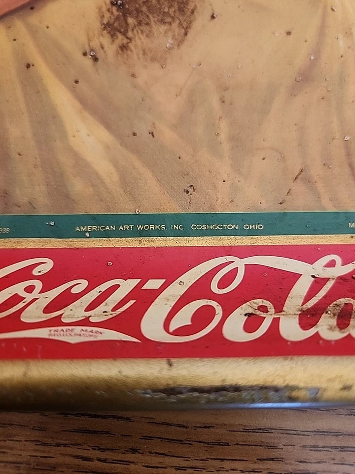 Vintage Original 1938 Coca Cola Soda Pop Advertising Tray Girl In Yellow Dress