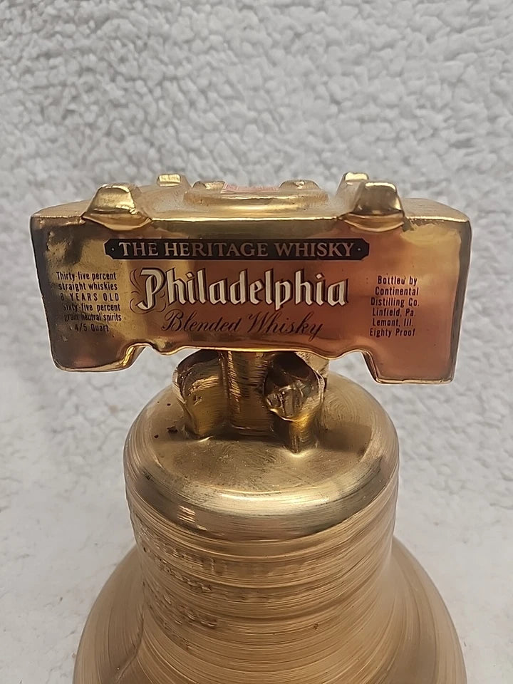 Philadelphia Heritage Whiskey 1976 Bicentennial Decanter Liberty Bell Gold